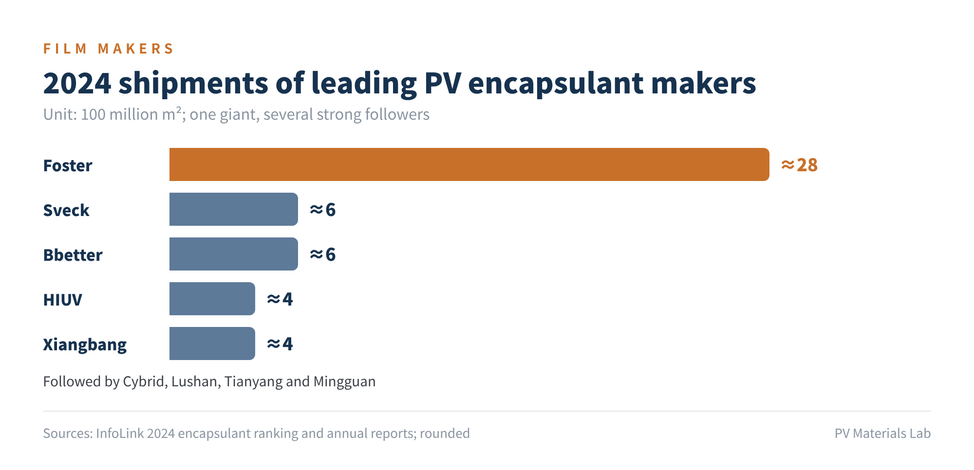 Figure 5 2024 shipments of leading PV encapsulant makers (100 million m²)