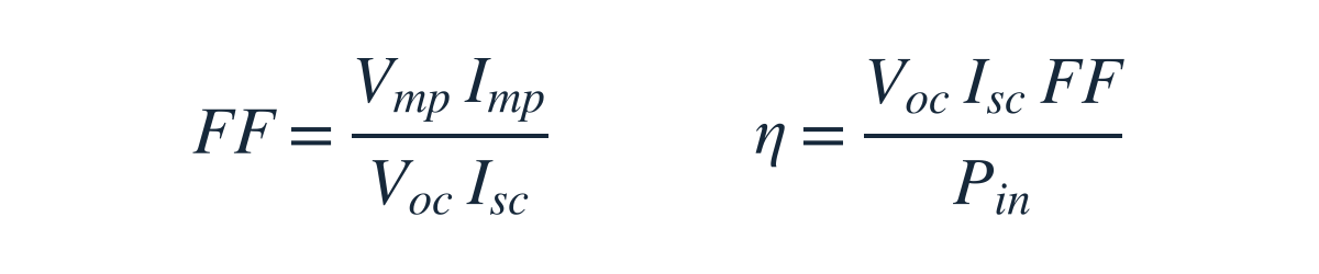 Definitions of fill factor and conversion efficiency