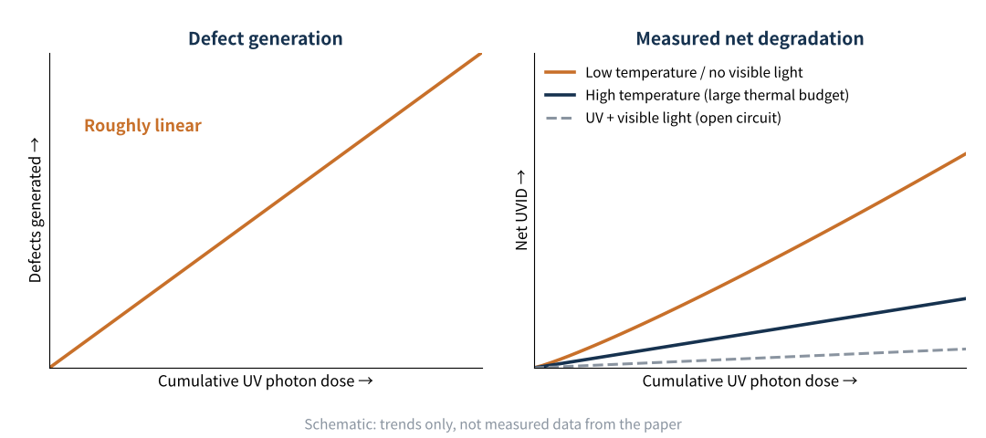 Figure 2 Relationship between defect generation and net degradation